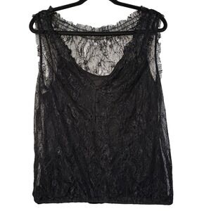 Black Lace Sheer Tank Top Womens Romantic Goth Y2K Sleeveless